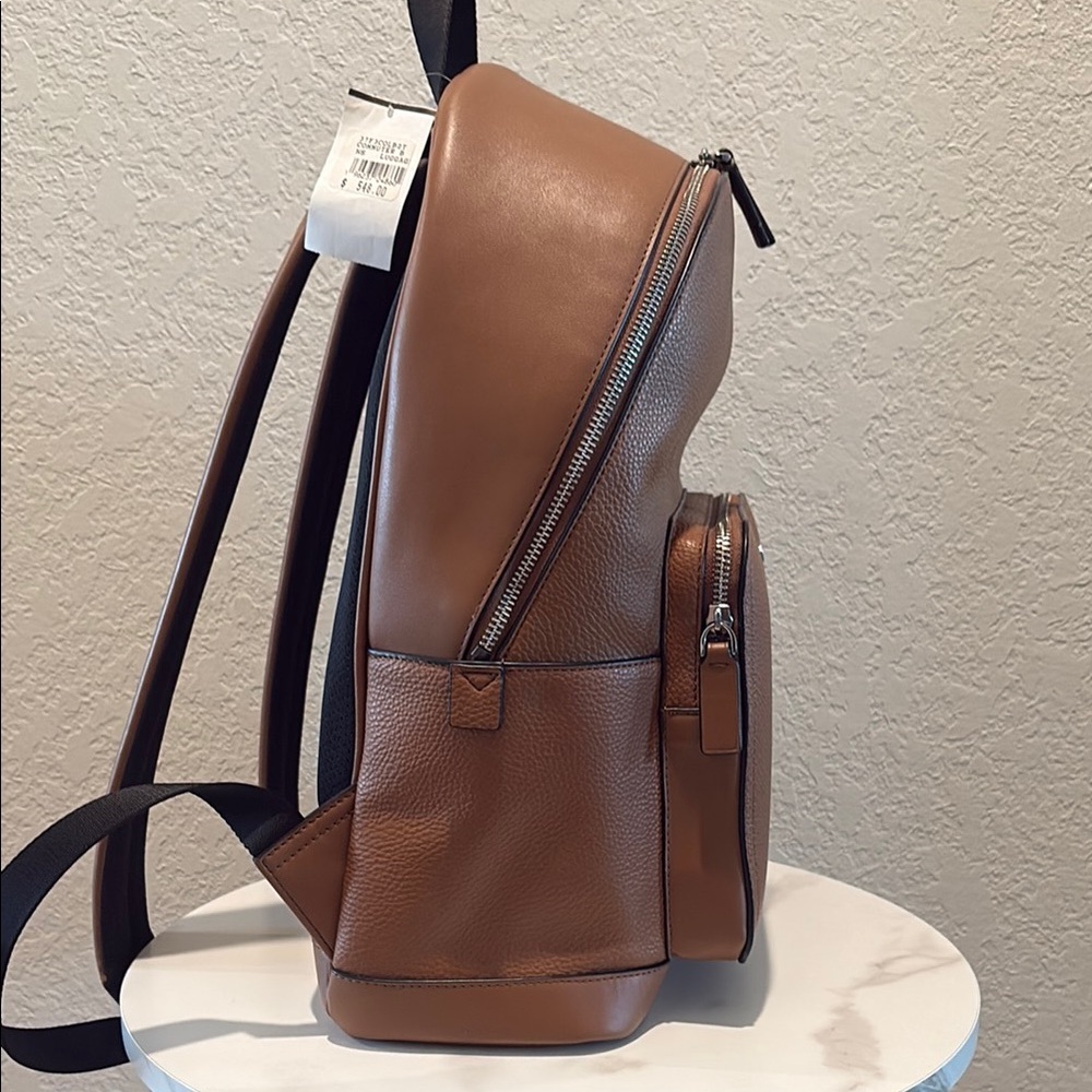 NWT Michael Kors Brown Leather Backpack Minimalist Design - Picture 4 of 8
